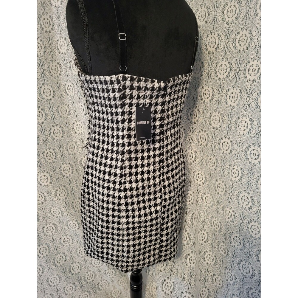 NWT Forever 21 Tweed Houndstooth Mini Dress with Fringe Detail - Picture 6 of 16